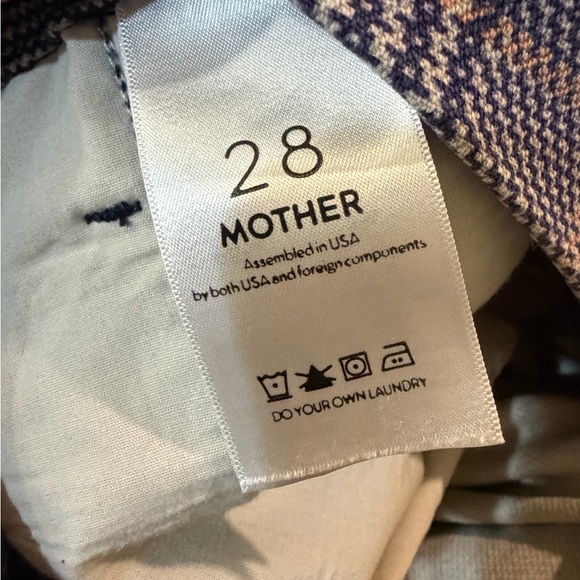 Mother Jeans 28 The Shaker Prep Fray Pant Blue Red Plaid Track Stripe Trouser - Picture 7 of 8